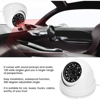 Kamera AHD CCTV, kamera 360 ° IR 720P AHD 24LED Zewnętrzna PAL noktowizor (biały) [13050000334]